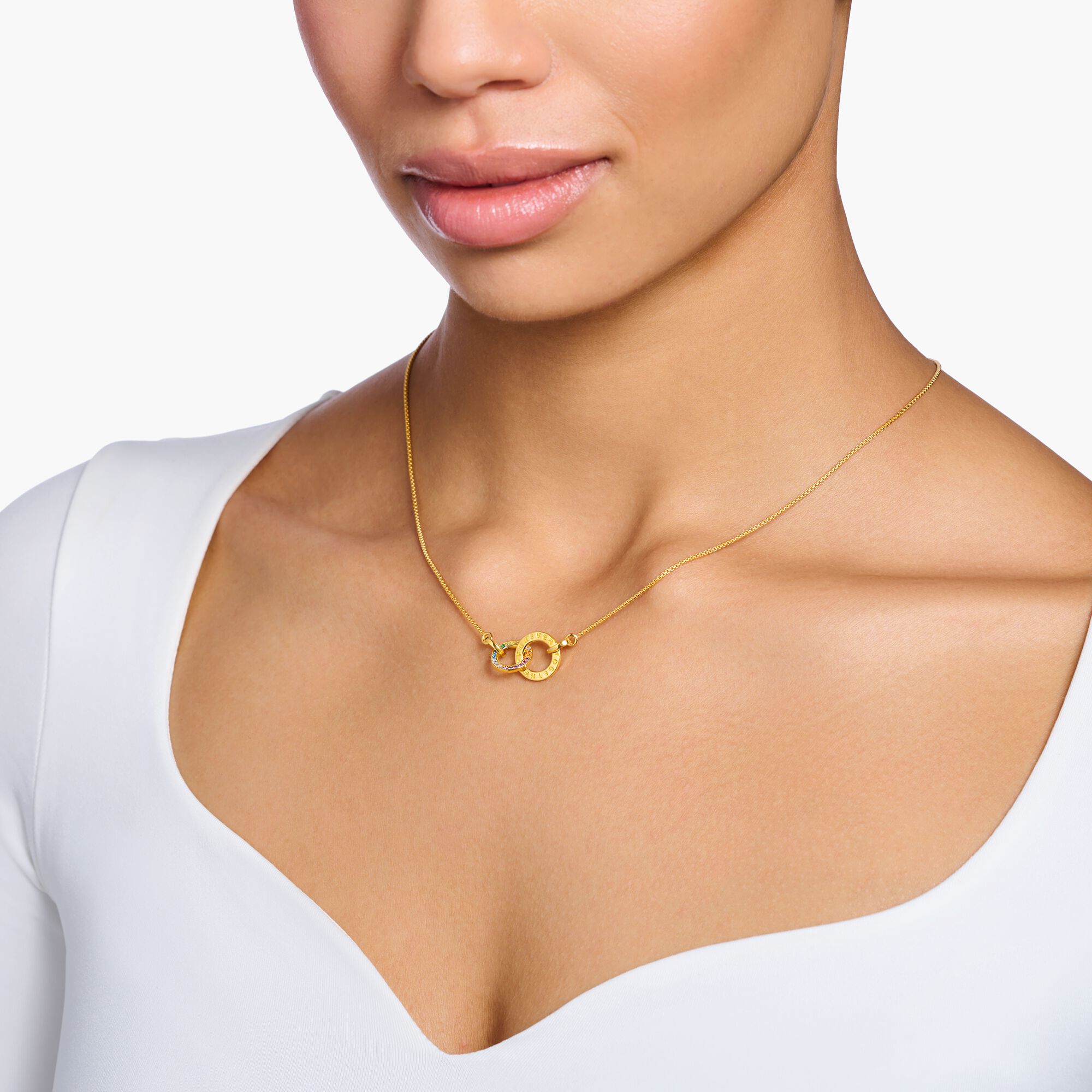 THOMAS SABO Necklace Together with Two Rings Gold Plated
