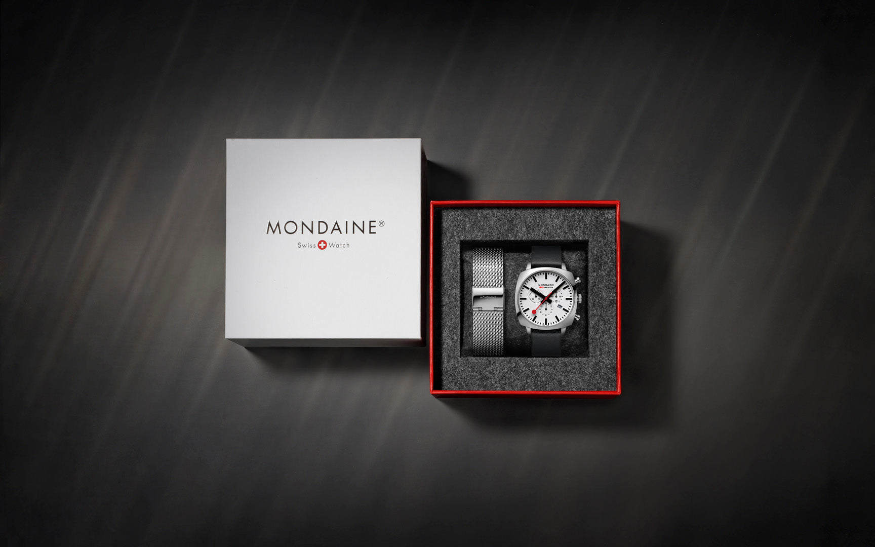 Mondaine Official Swiss Railways Grand Cushion 41mm Vegan Grape Leather Watch Set