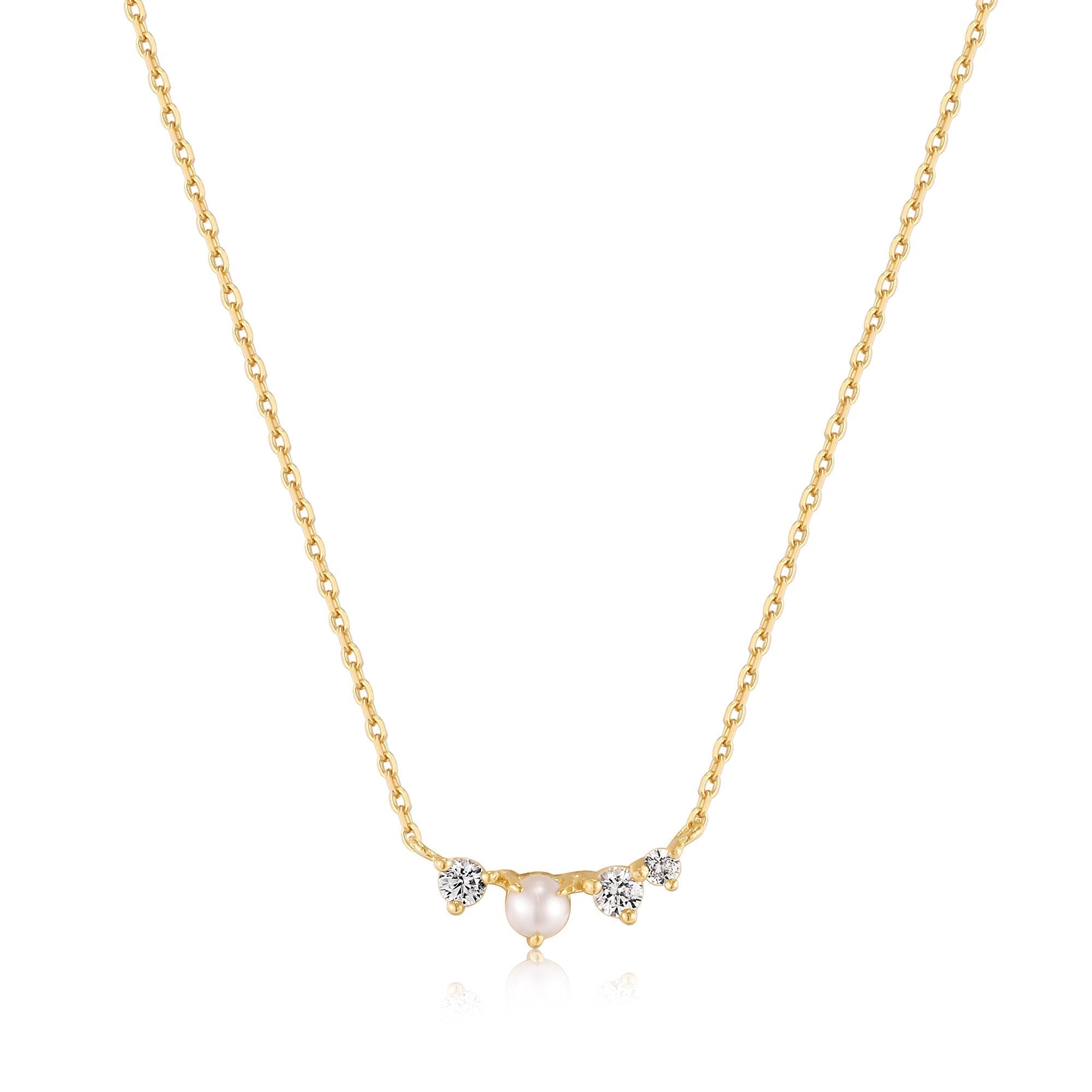Ania Haie 14kt Gold Pearl and White Sapphire Radiance Necklace