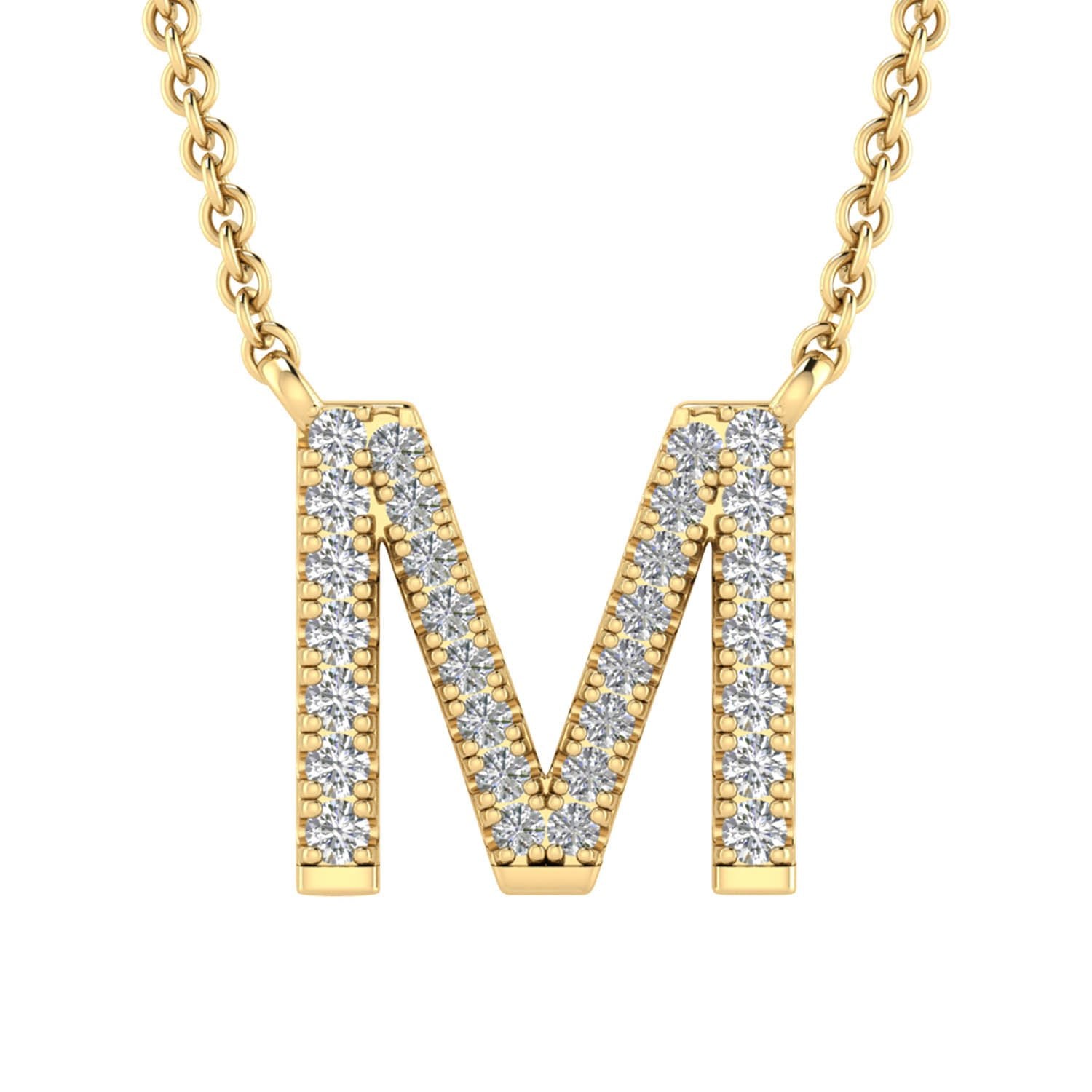 9ct Yellow Gold Diamond Initial 'M' Necklace