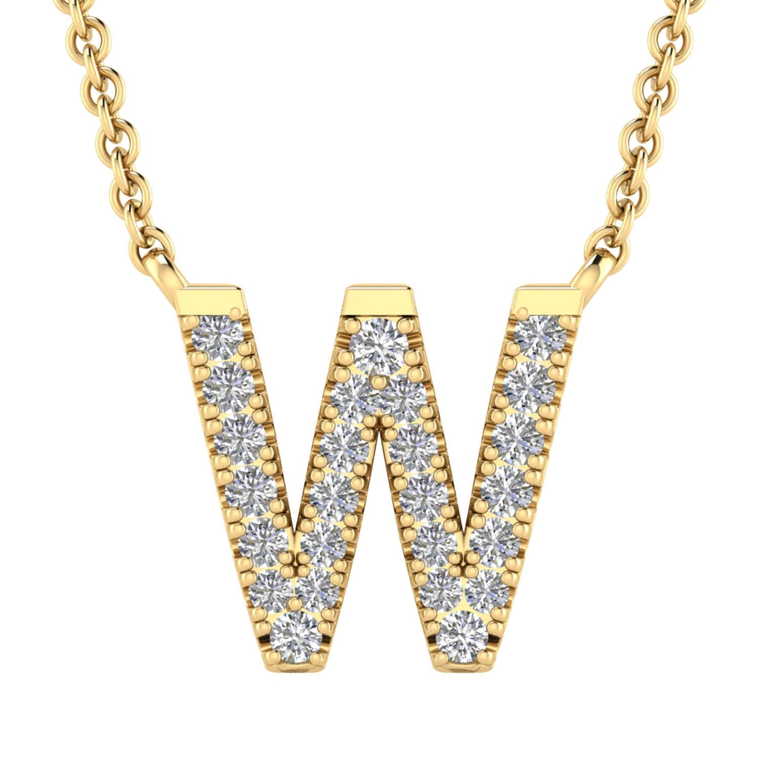 9ct Yellow Gold Diamond Initial 'W' Necklace
