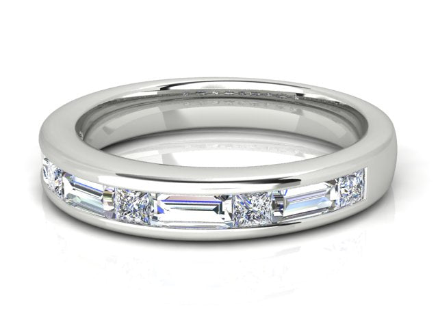 18ct White Gold .86pt Baguette and Princess Cut Diamond Ring
