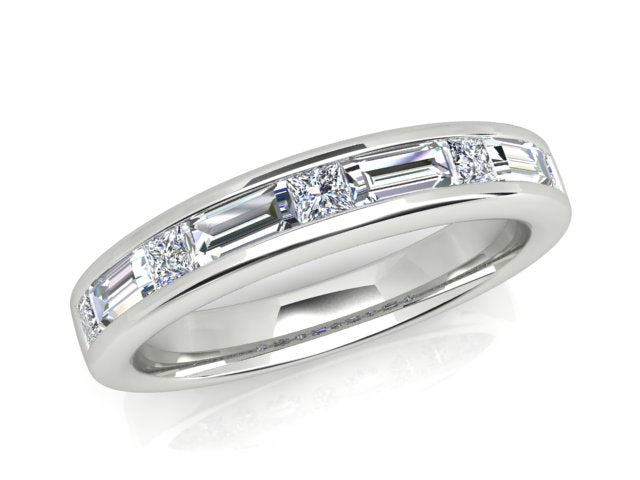 18ct White Gold .86pt Baguette and Princess Cut Diamond Ring