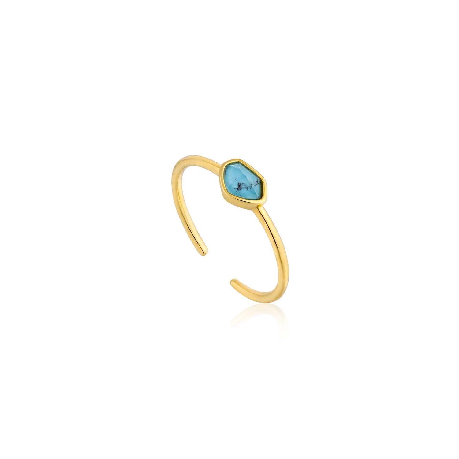 Ania Haie Turquoise Adjustable Ring - Gold