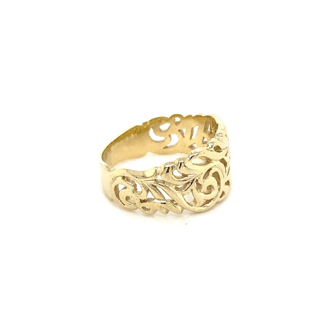 9ct Yellow Gold Tapered Filigree Ring