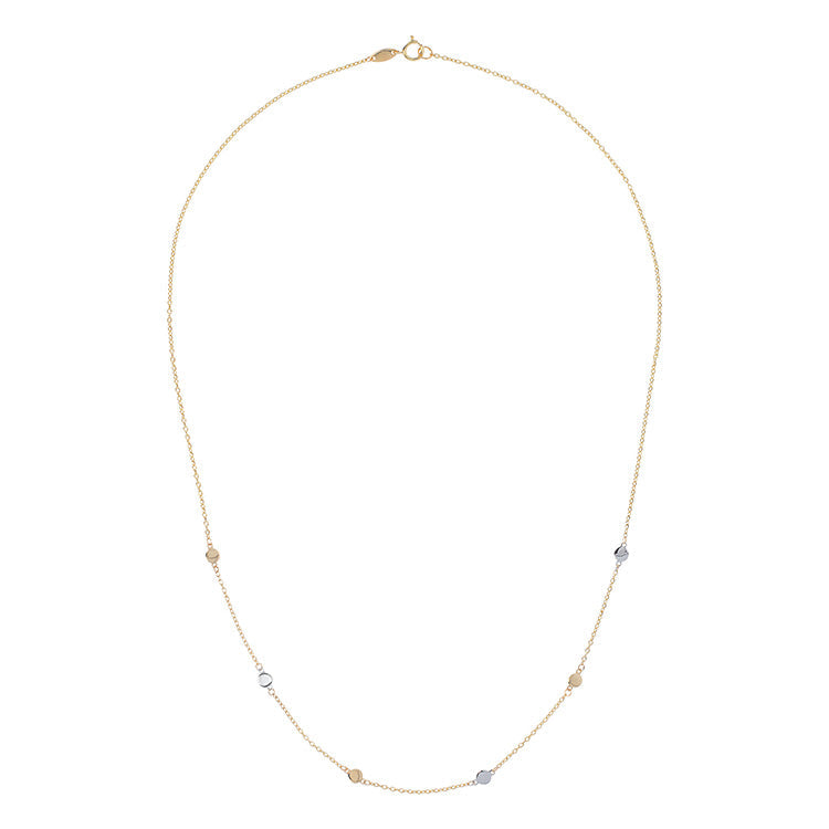 9ct Yellow Gold 2-Tone Disc Necklace 45cm