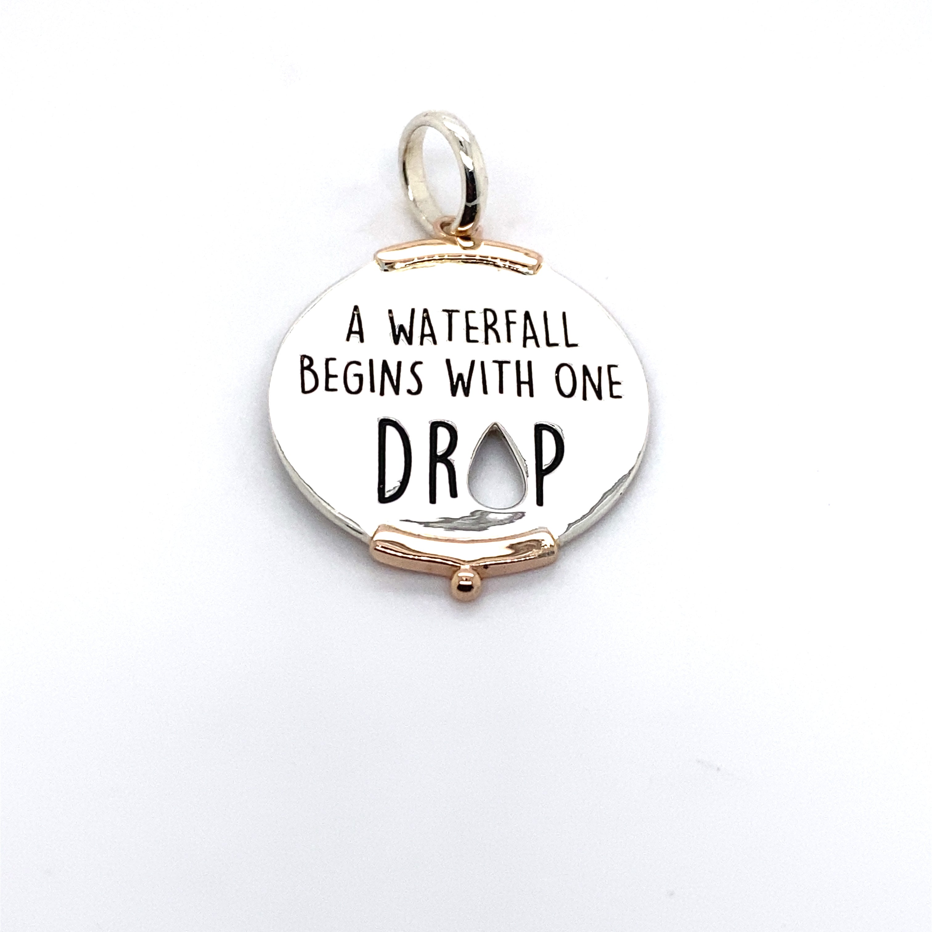 Sterling Silver 'A Waterfall Begins With One Drop' Pendant Charm