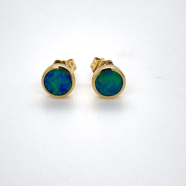9ct yellow gold Doublet Opal Studs