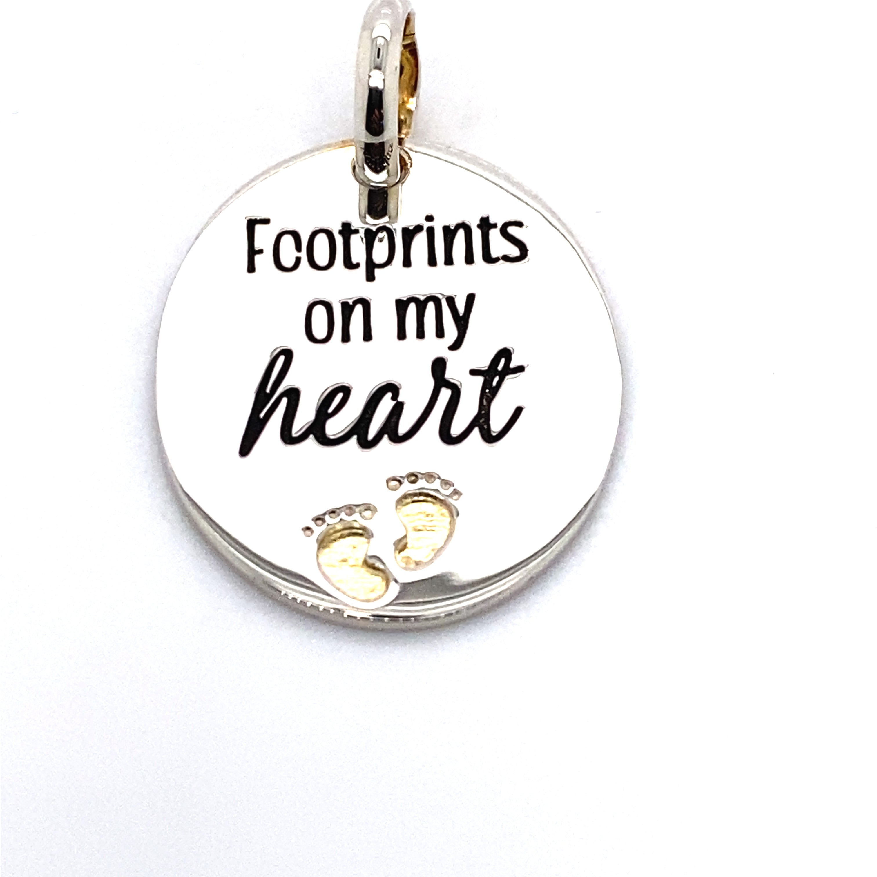 footprints on my heart pendant charm