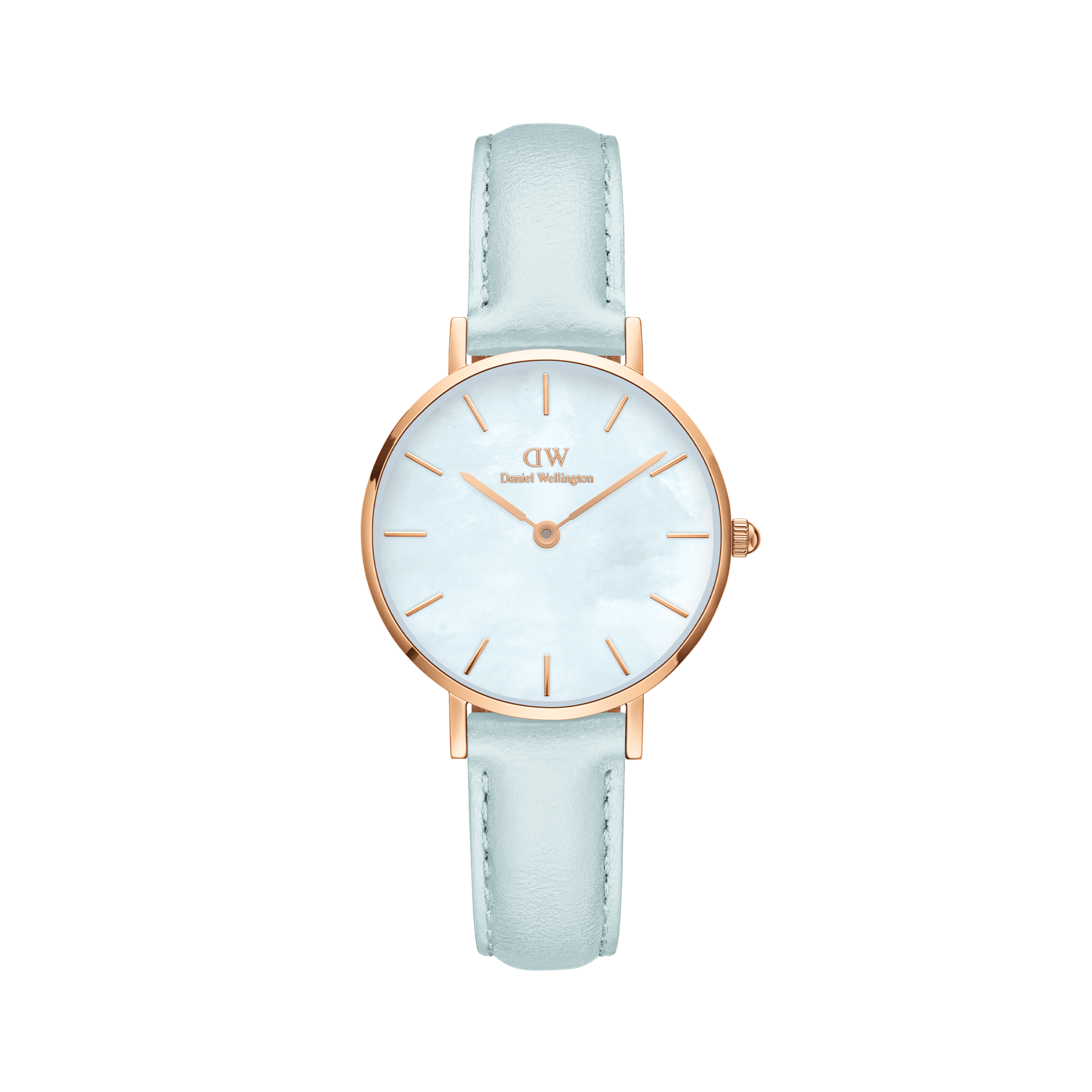 Daniel Wellington Petite 28 Blue Leather & Rose Gold Mother of Pearl Watch