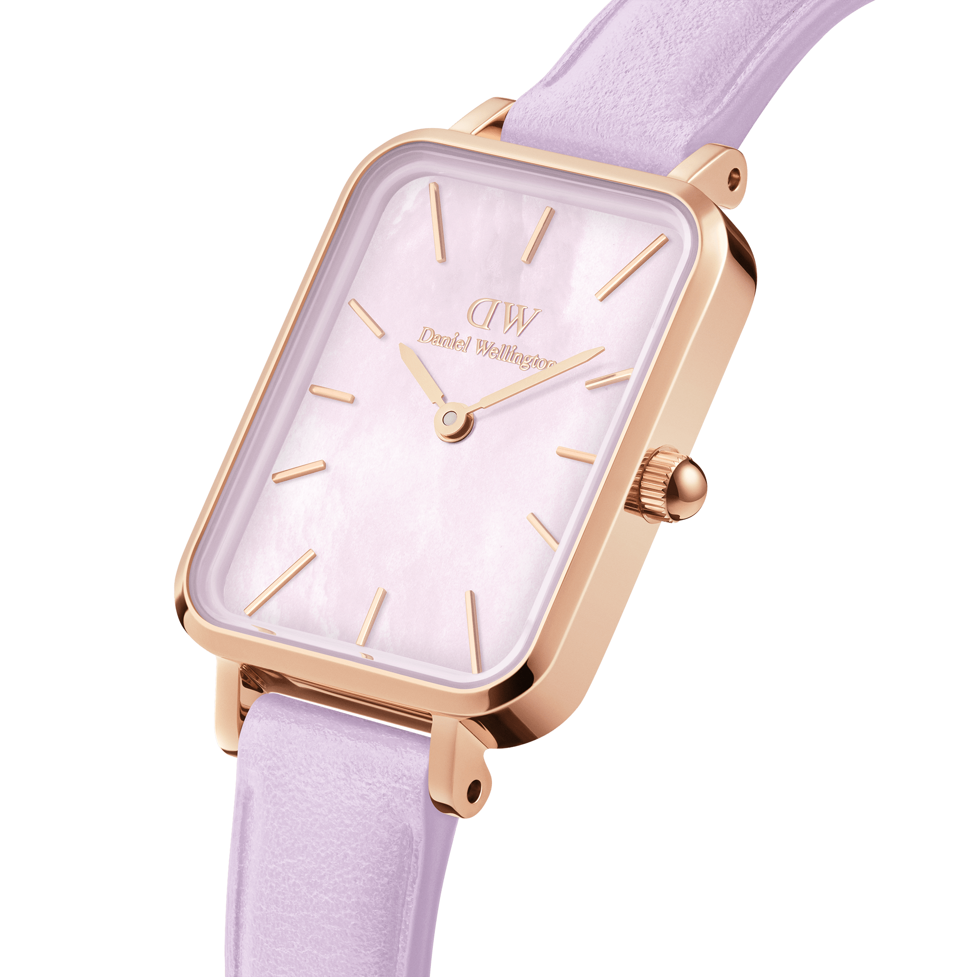 Daniel Wellington Quadro Purple Leather & Rose Gold Mother of Pearl Watch